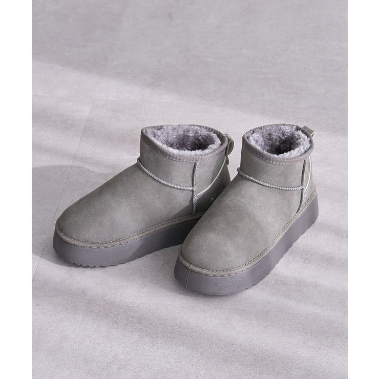 グレー | ・minia フェイクムートンショートブーツ | Green Parks 