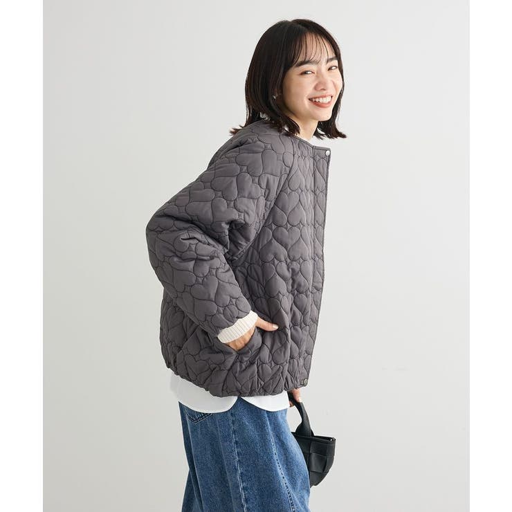 チャコールグレー | ・swing by ハートキルトコクーンブルゾン | Green Parks 