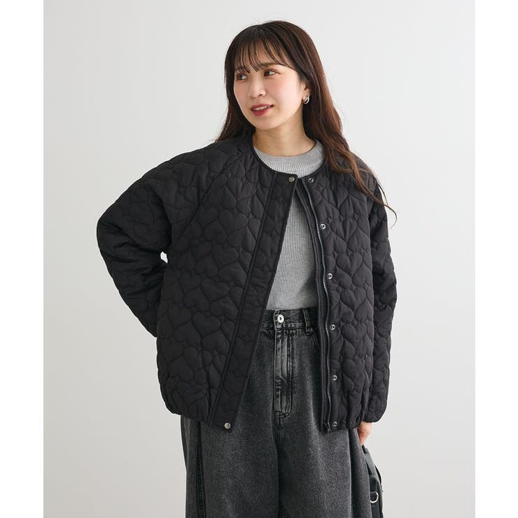 ブラック | ・swing by ハートキルトコクーンブルゾン | Green Parks 