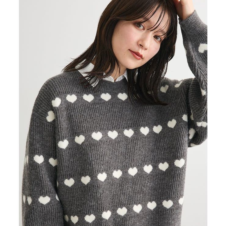 ・swing by ハートジャカードクルーニット | Green Parks  | 詳細画像1 