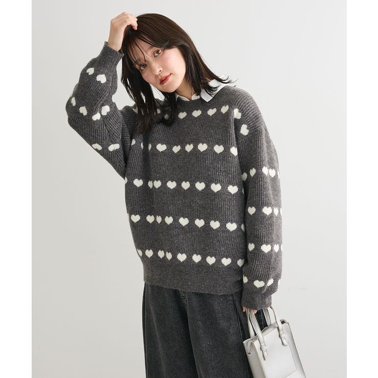 ・swing by ハートジャカードクルーニット | Green Parks  | 詳細画像5 