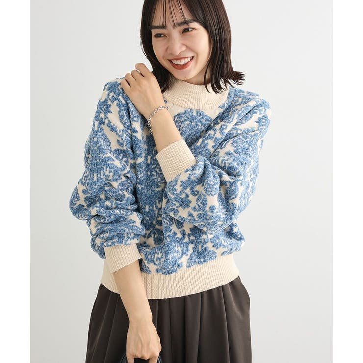 アイボリー | ・swing by アラベスクジャカードニット | Green Parks 