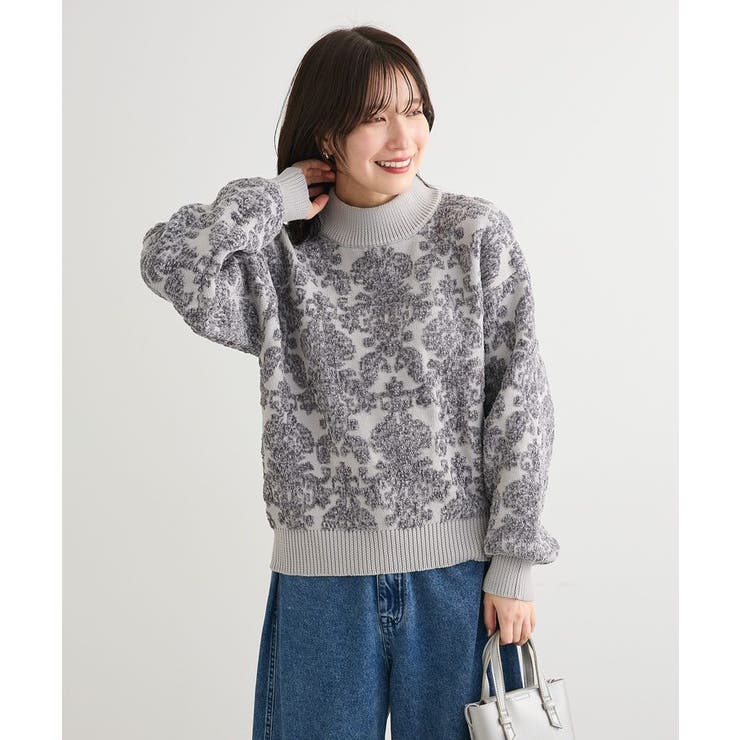 グレー | ・swing by アラベスクジャカードニット | Green Parks 