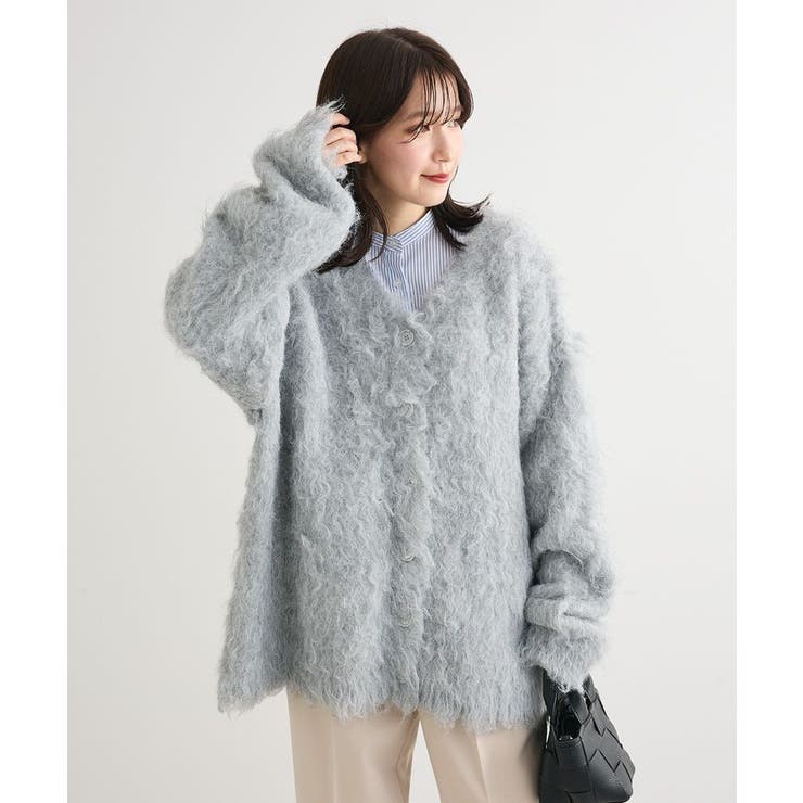 ライトグレー | ・swing by 2wayロング起毛カーディガン | Green Parks 