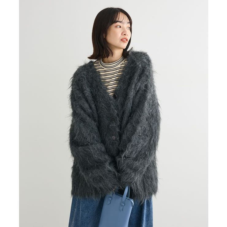 チャコールグレー | ・swing by 2wayロング起毛カーディガン | Green Parks 