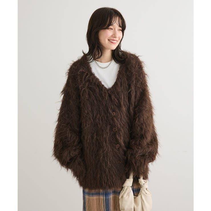 ブラウン | ・swing by 2wayロング起毛カーディガン | Green Parks 