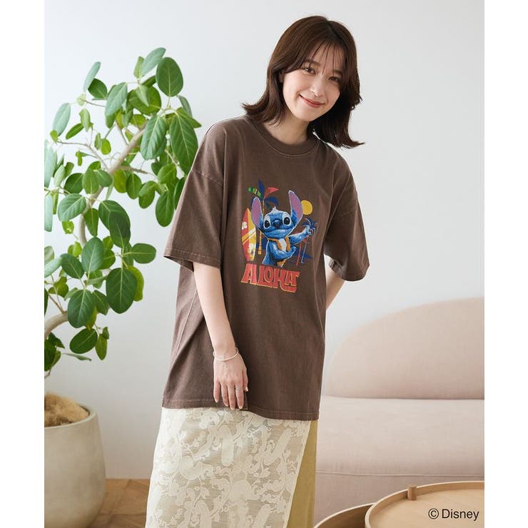 スティッチ/ヴィンテージ風ピグメントTシャツ[品番：GRPW0049117