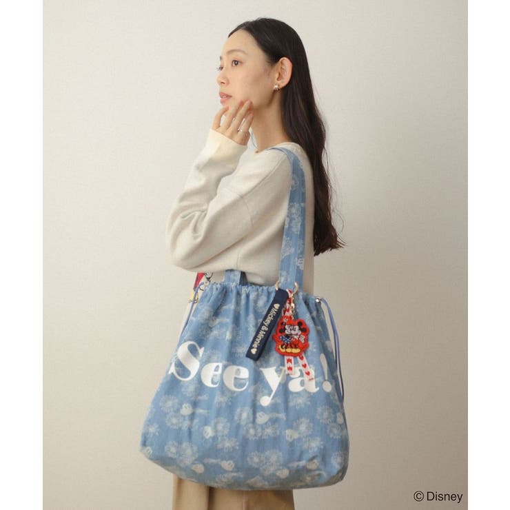 ライトインディゴ | ミッキー&フレンズ/花柄デニムトートバッグ | Green Parks 