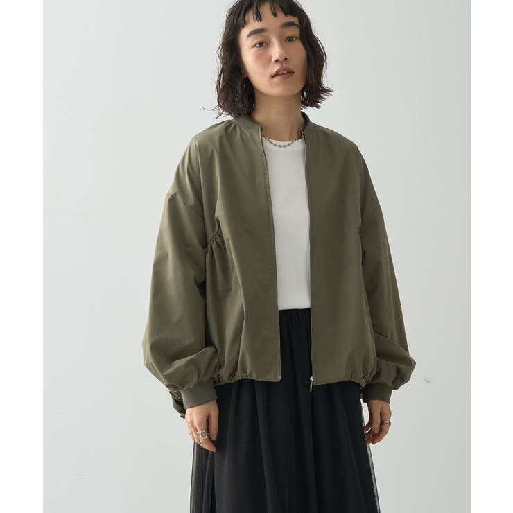 カーキ | ボリュームスリーブギャザーブルゾン | AMERICAN HOLIC