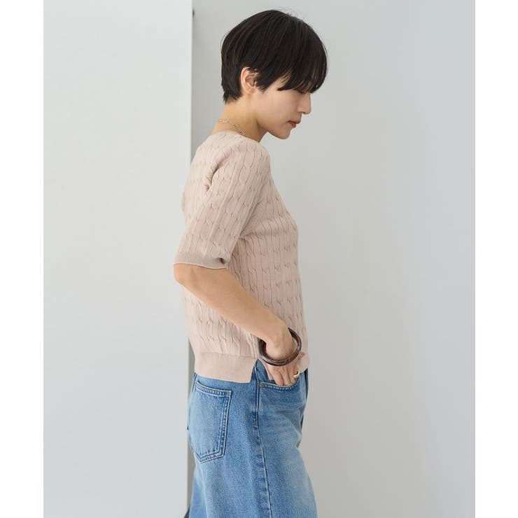 ケーブル5分袖ニットプルオーバー | AMERICAN HOLIC | 詳細画像14 