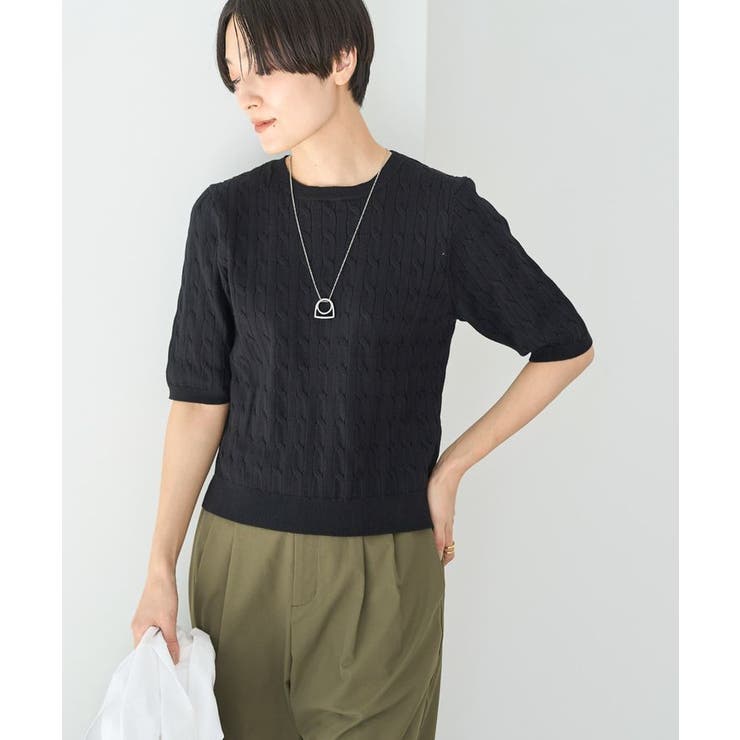 ケーブル5分袖ニットプルオーバー | AMERICAN HOLIC | 詳細画像27 