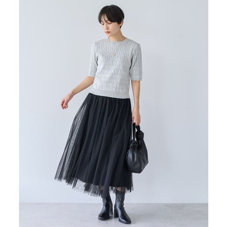 ケーブル5分袖ニットプルオーバー | AMERICAN HOLIC | 詳細画像35 