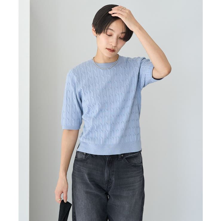 ケーブル5分袖ニットプルオーバー | AMERICAN HOLIC | 詳細画像46 