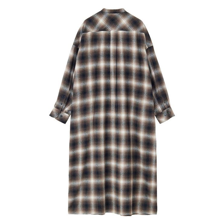 バンドカラーチェックシャツワンピース[品番：EHEW0046044]｜AMERICAN