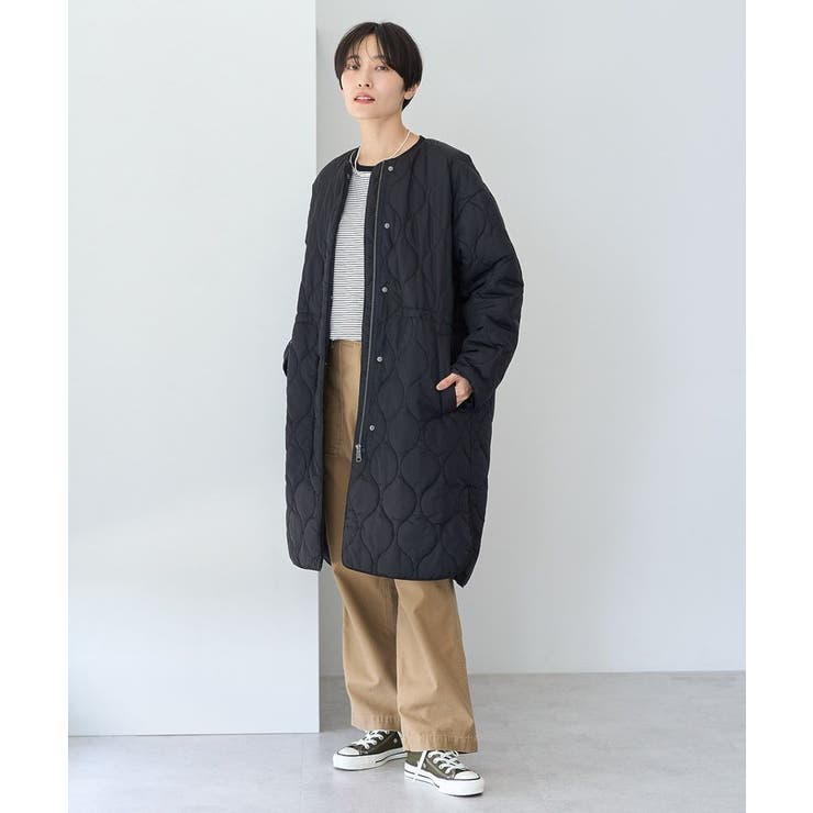 軽ポカノーカラーキルティングロングコート[品番：EHEW0046243