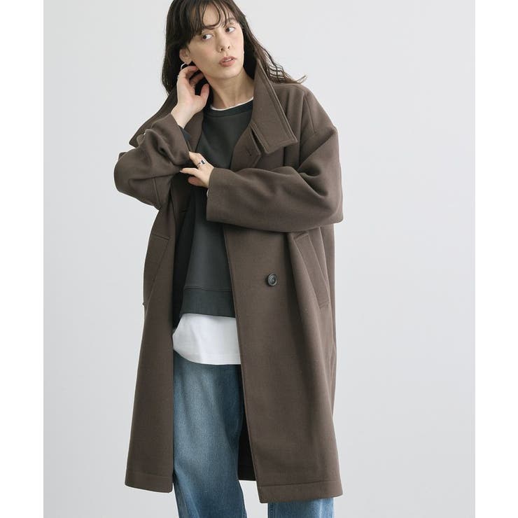 中空FIBERスタンドカラーロングコート【軽量アウター】[品番