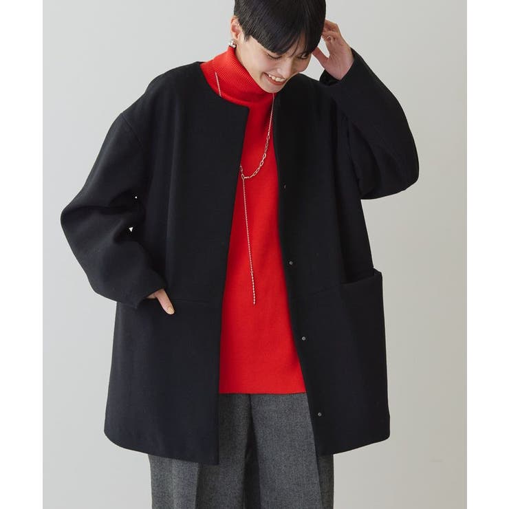 ABITOKYO｜ノーカラーオーバーサイズケープロングコート