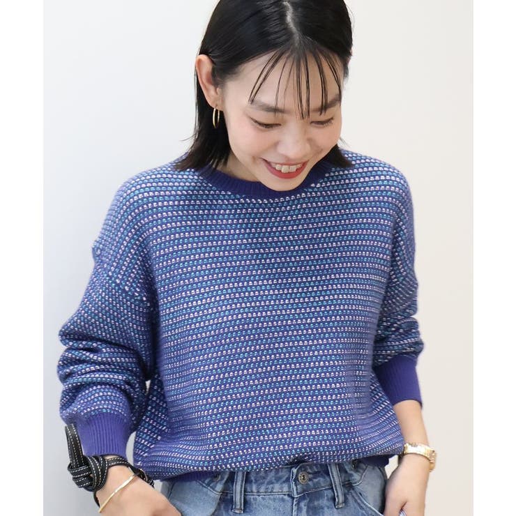 Mix編み地ニットプルオーバー[品番：EHEW0047320]｜AMERICAN