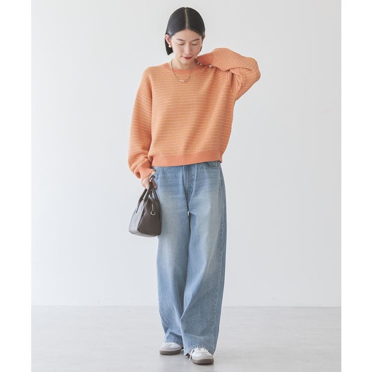 Mix編み地ニットプルオーバー[品番：EHEW0047320]｜AMERICAN