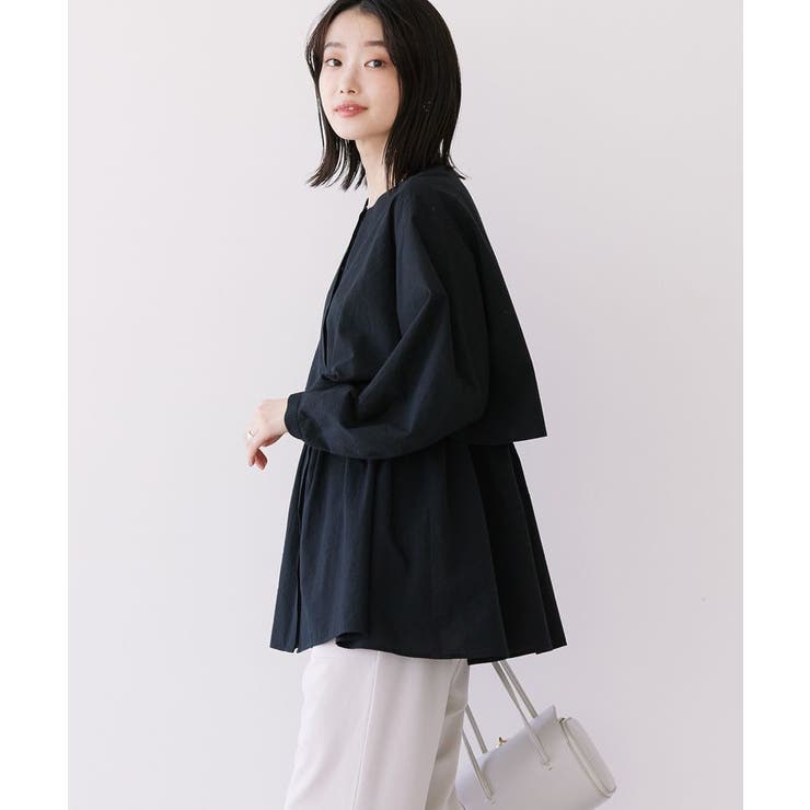 サッカーティアードロングブラウス/チュニック[品番：EHEW0047349