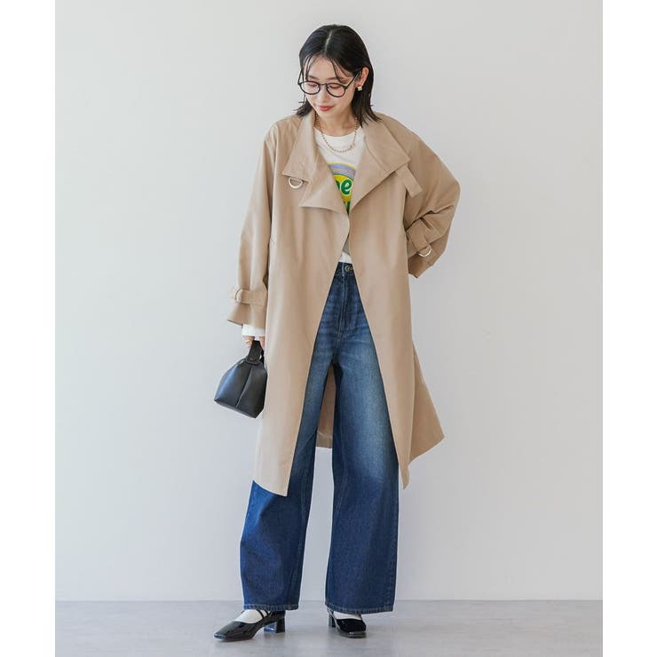 3280【希少デザイン・美品】アニエスベー スタンドカラー ロングコート アンタイトル UNTITLED 【日本製／2WAY衿】スタンドカラー ロング
