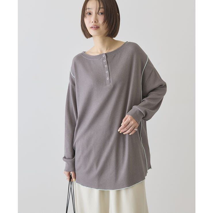 【選べる丈】ヘンリーネックワッフルメロープルオーバー | AMERICAN HOLIC | 詳細画像11 