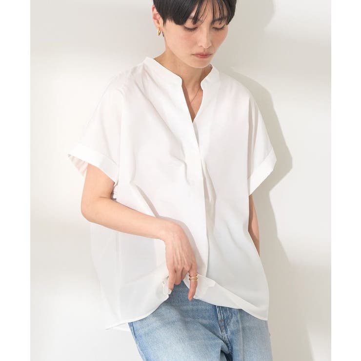 【気質アップ】 スキッパー半袖シャツ[品番：EHEW0048524]｜AMERICAN HOLIC トップス