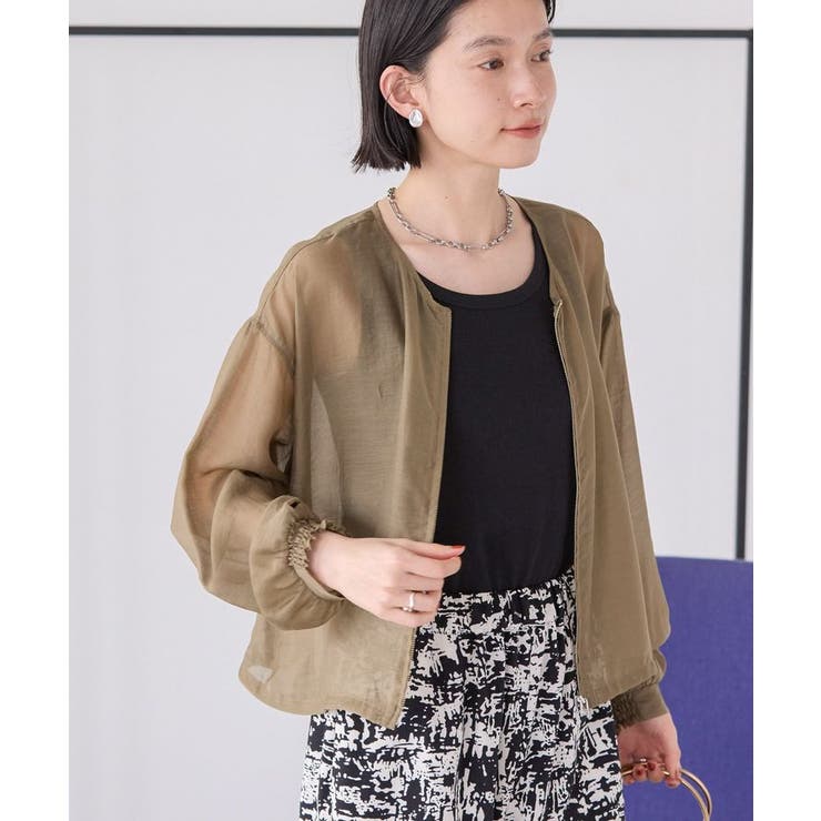 ノーカラーシアーZIPブルゾン[品番：EHEW0048644]｜AMERICAN