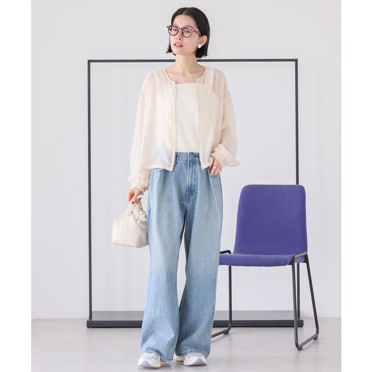 ノーカラーシアーZIPブルゾン[品番：EHEW0048644]｜AMERICAN