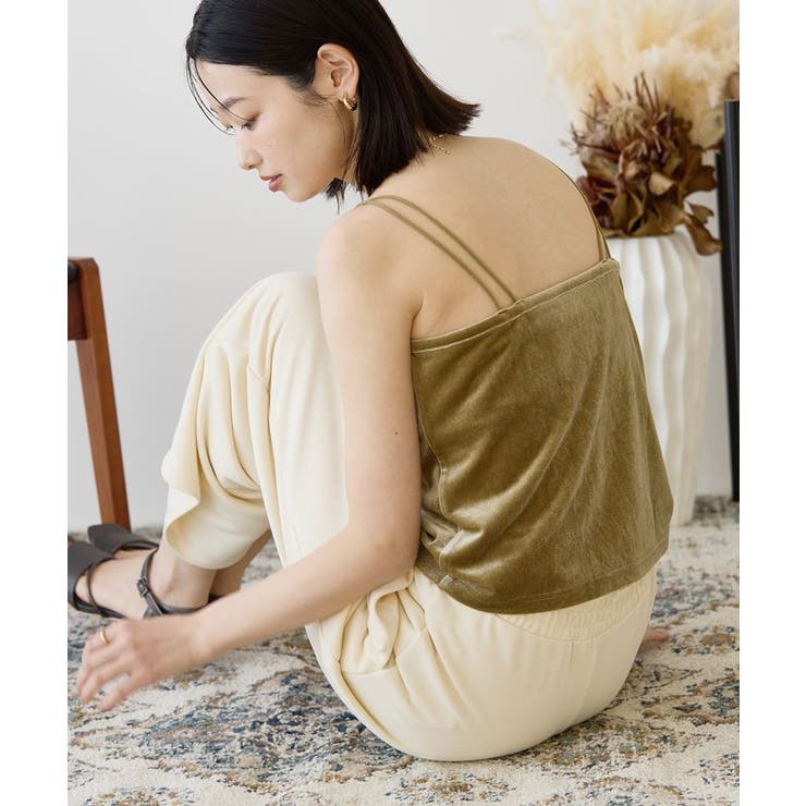 カップ付き ベロアショートキャミソール[品番：EHEW0048128]｜AMERICAN