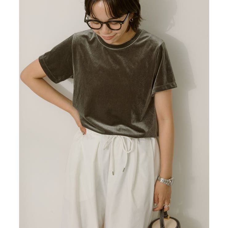 ベロアパイルSQUAREネックトップス ベロアパイルイージーパンツセット