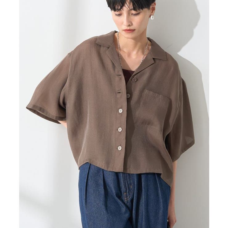 AMERI シアーシャツ 茶 Ameri（アメリ）の「KEITAMARUYAMA × AMERI WIDE SHIRT（シャツ