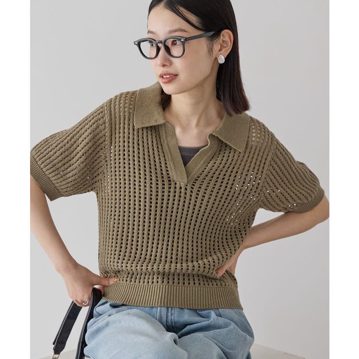 BLAMINK 半袖ニット　リバーシブル　38 BLAMINK 半袖ニット リバーシブル 38