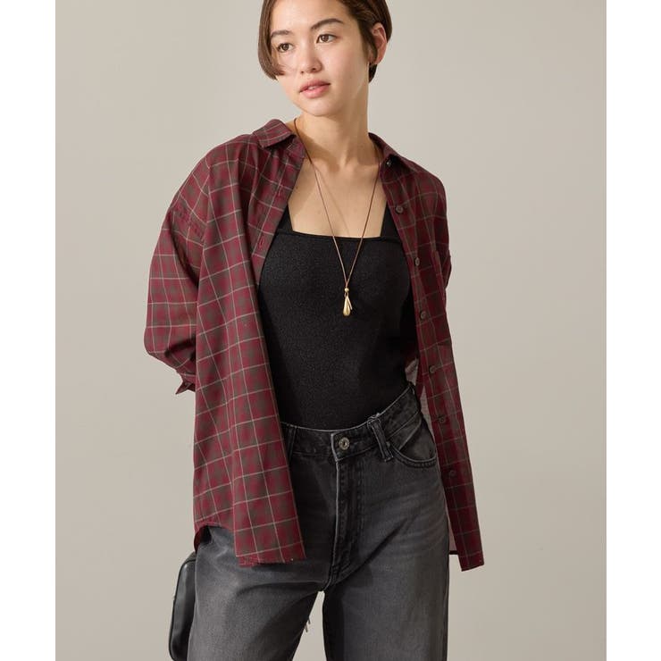シアー チェック柄オーバーサイズシャツ AMERICAN HOLIC｜シアーチェック柄オーバーシャツ | Rakuten