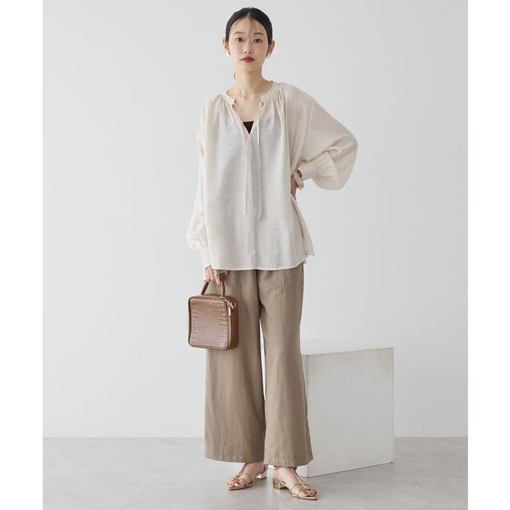 スキッパーギャザーブラウス[品番：EHEW0049793]｜AMERICAN HOLIC