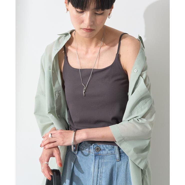 チャコールグレー | 【カップ付き】細リブキャミソール | AMERICAN HOLIC