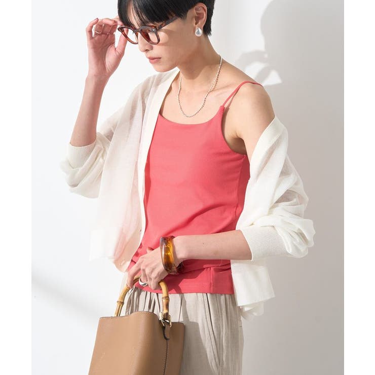 オレンジ | 【カップ付き】細リブキャミソール | AMERICAN HOLIC