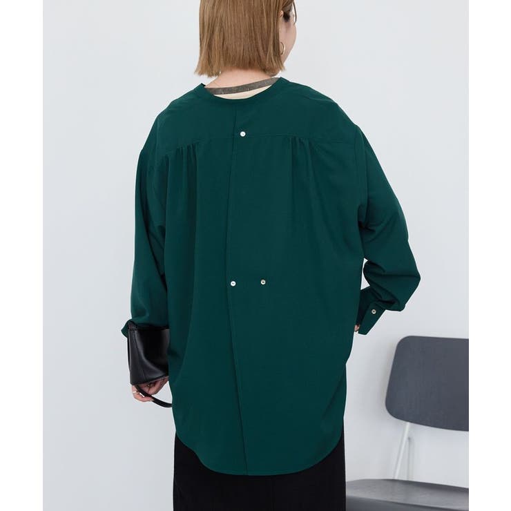 金ボタンバックシャンロングシャツ/チュニック[品番：EHEW0049916