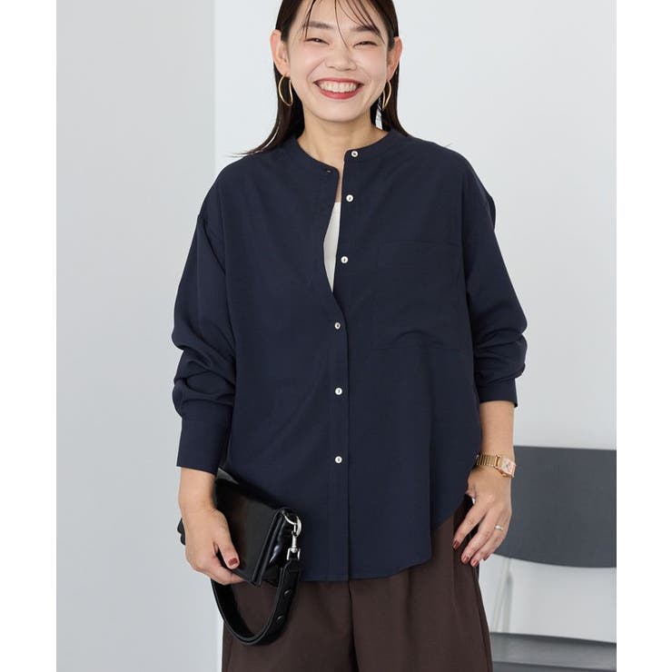 金ボタンバックシャンロングシャツ/チュニック[品番：EHEW0049916