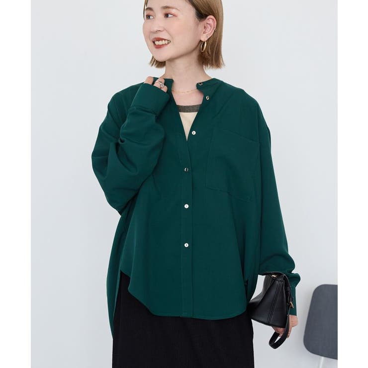 金ボタンバックシャンロングシャツ/チュニック[品番：EHEW0049916