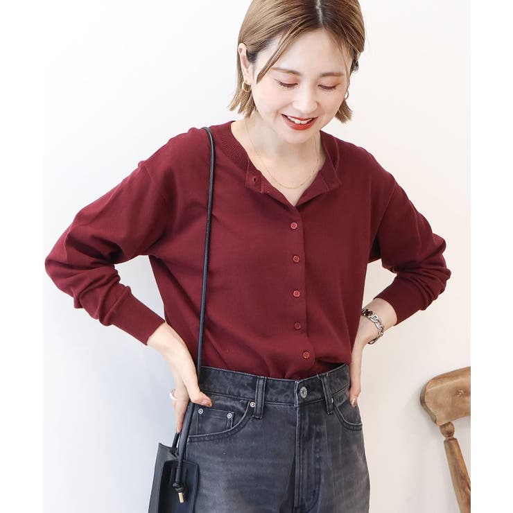 ソフトコットンクルーネックカーディガン | AMERICAN HOLIC | 詳細画像2 