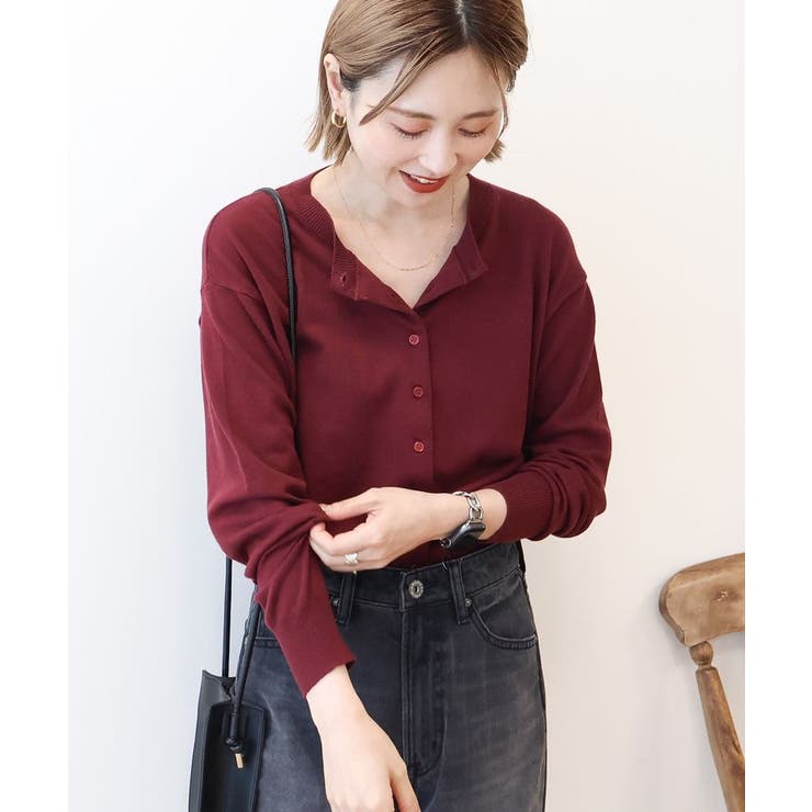 ソフトコットンクルーネックカーディガン | AMERICAN HOLIC | 詳細画像3 