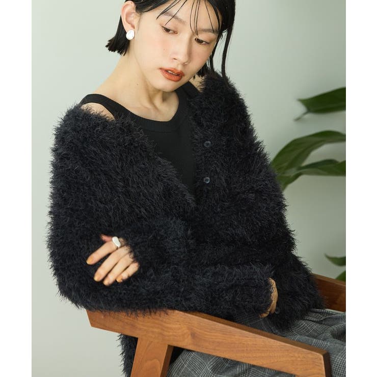 新品タグ付きohgaシャギーコーディガン ブラック アウター