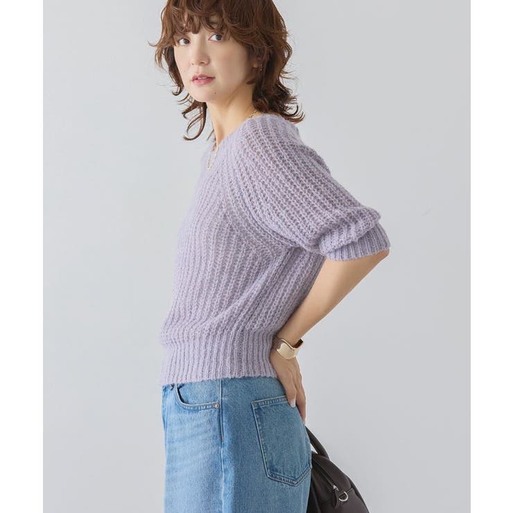 モヘヤ風シアー半袖ニットトップス | AMERICAN HOLIC | 詳細画像18 