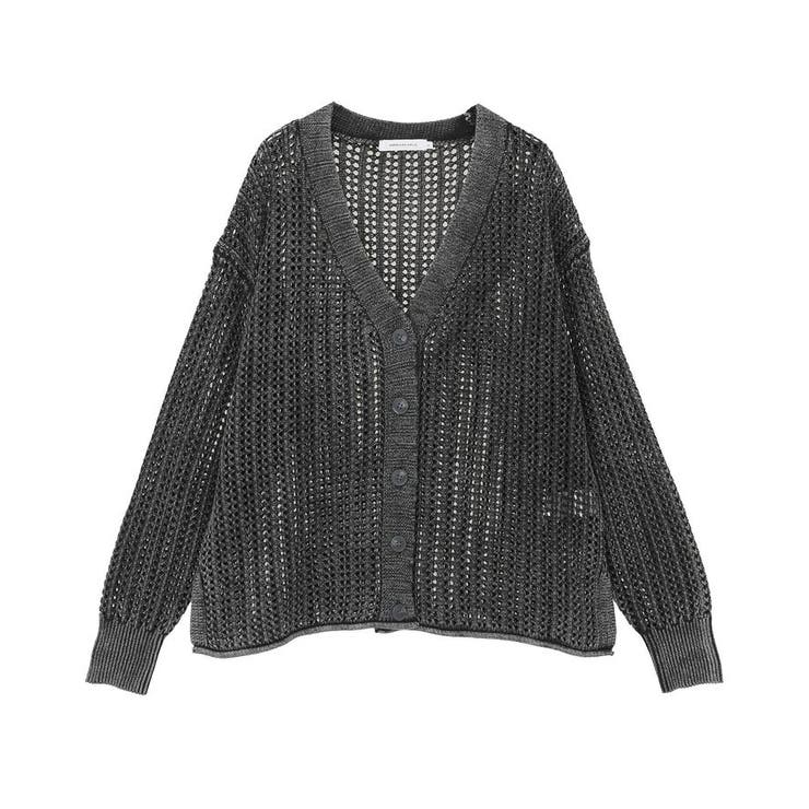 Ameri vintage メッシュカーディガン HEART LAME KNIT CARDIGAN TOP