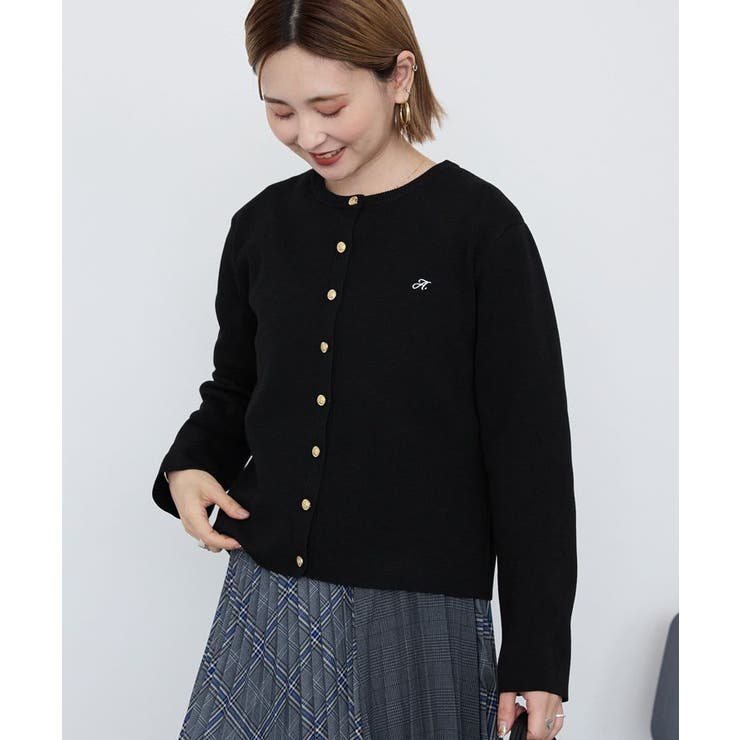 ワンポイントロゴクルーカーディガン[品番：EHEW0050302