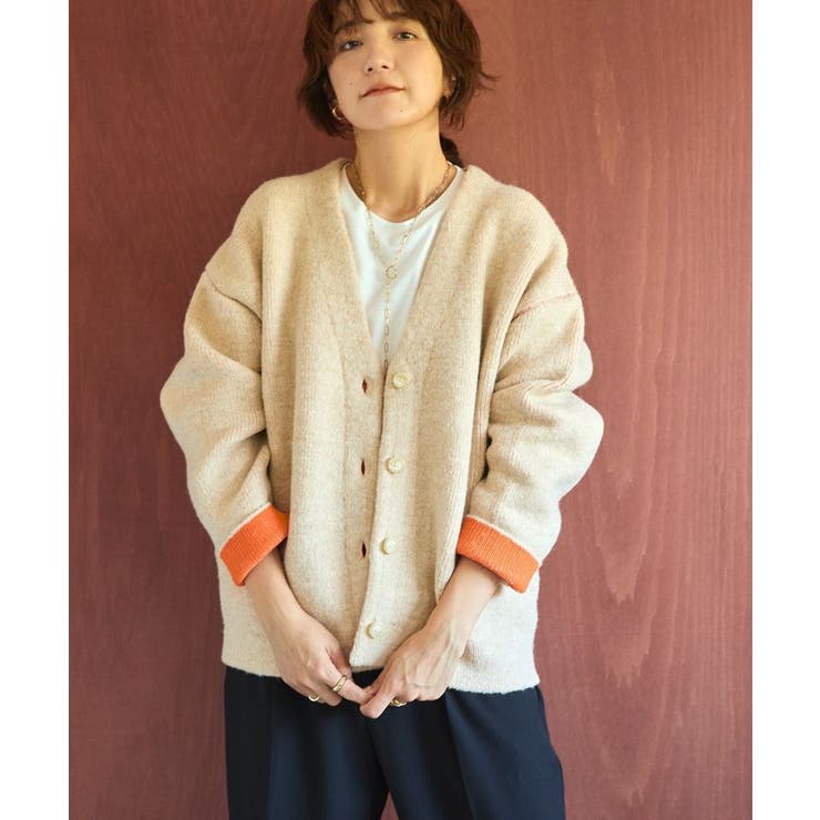 VネックWフェイスニットカーディガン【WEB限定カラー有り】 | AMERICAN HOLIC | 詳細画像1 