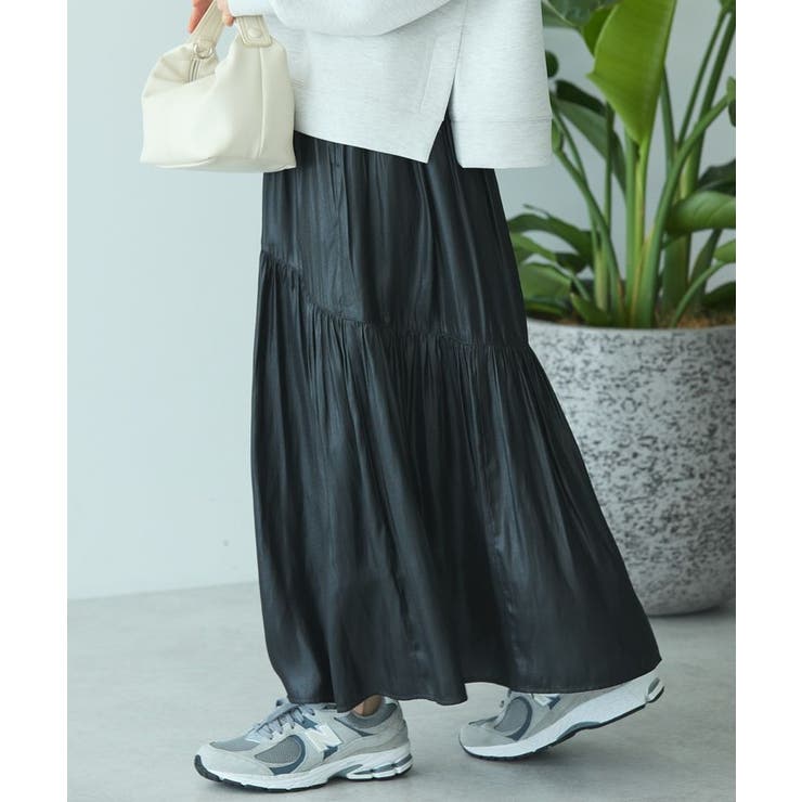 選べる丈】チンツ加工ティアードスカート[品番：EHEW0050464