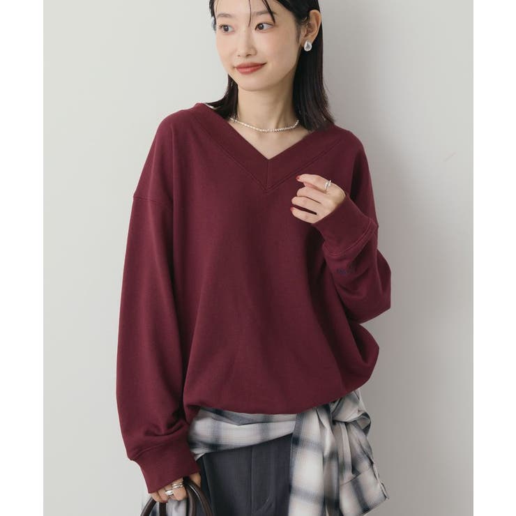 Vネックワンポイントロゴスウェットプルオーバー | AMERICAN HOLIC | 詳細画像2 