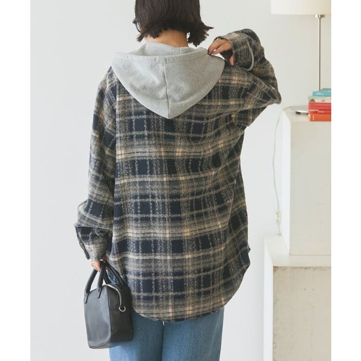 フード付きシャギーチェックシャツ | AMERICAN HOLIC | 詳細画像3 